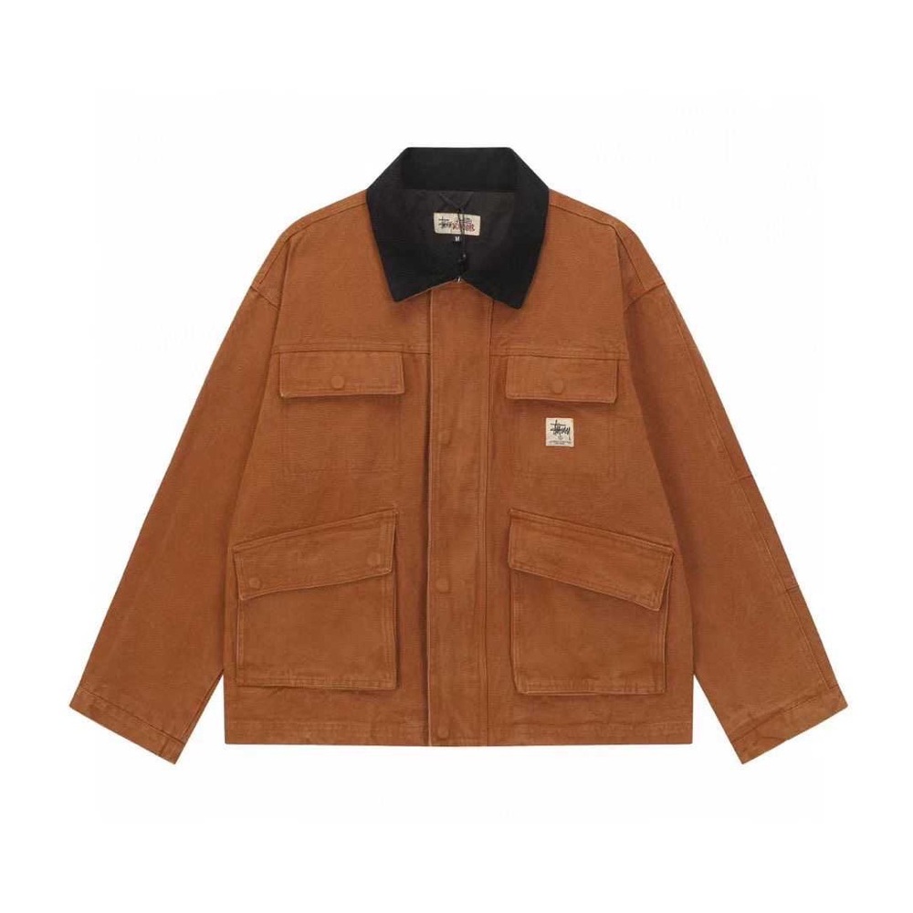 Stussy Brown and Black Shirt Jacket